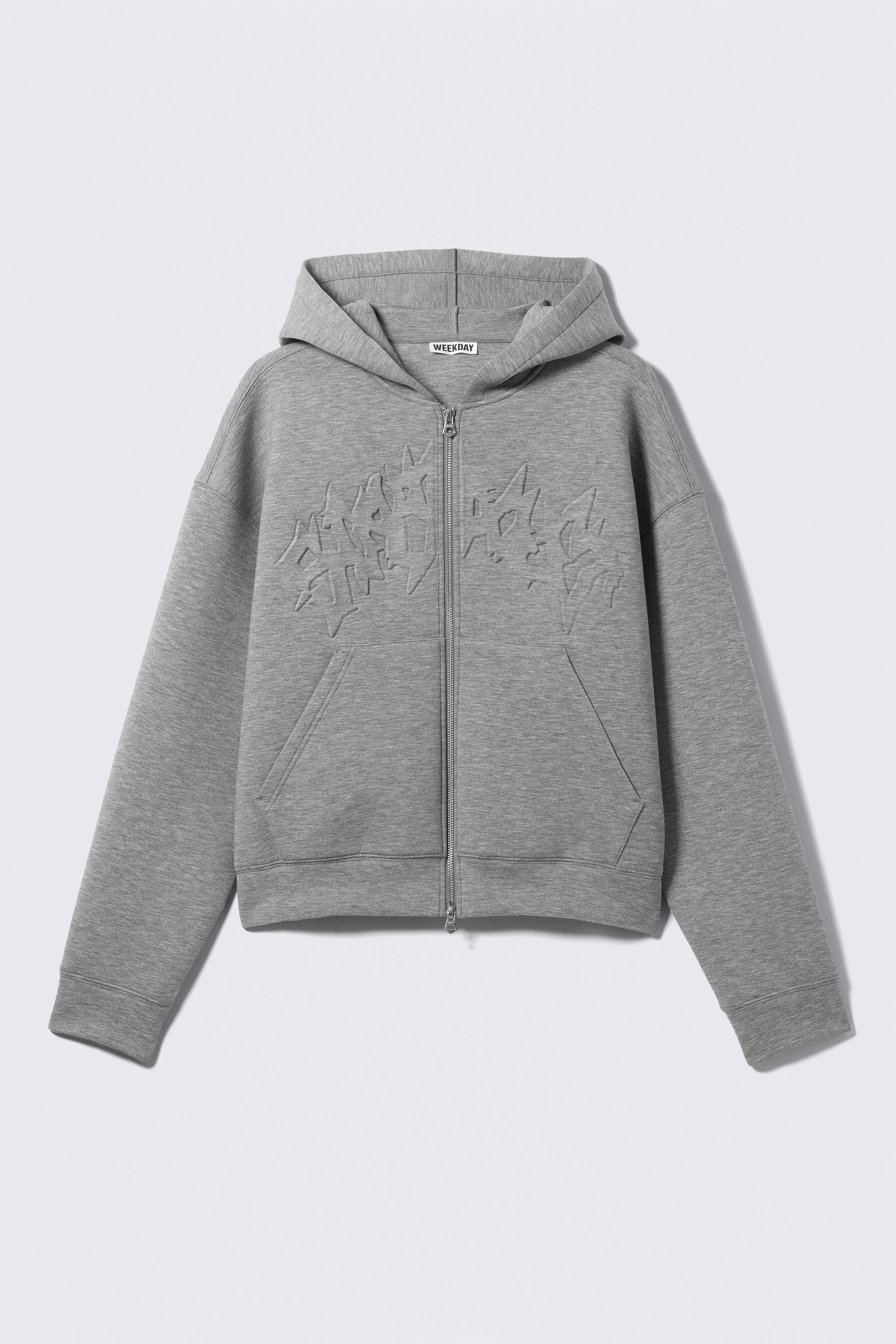 simon graphic scuba zip hoodie - Grey Melange - Stardust