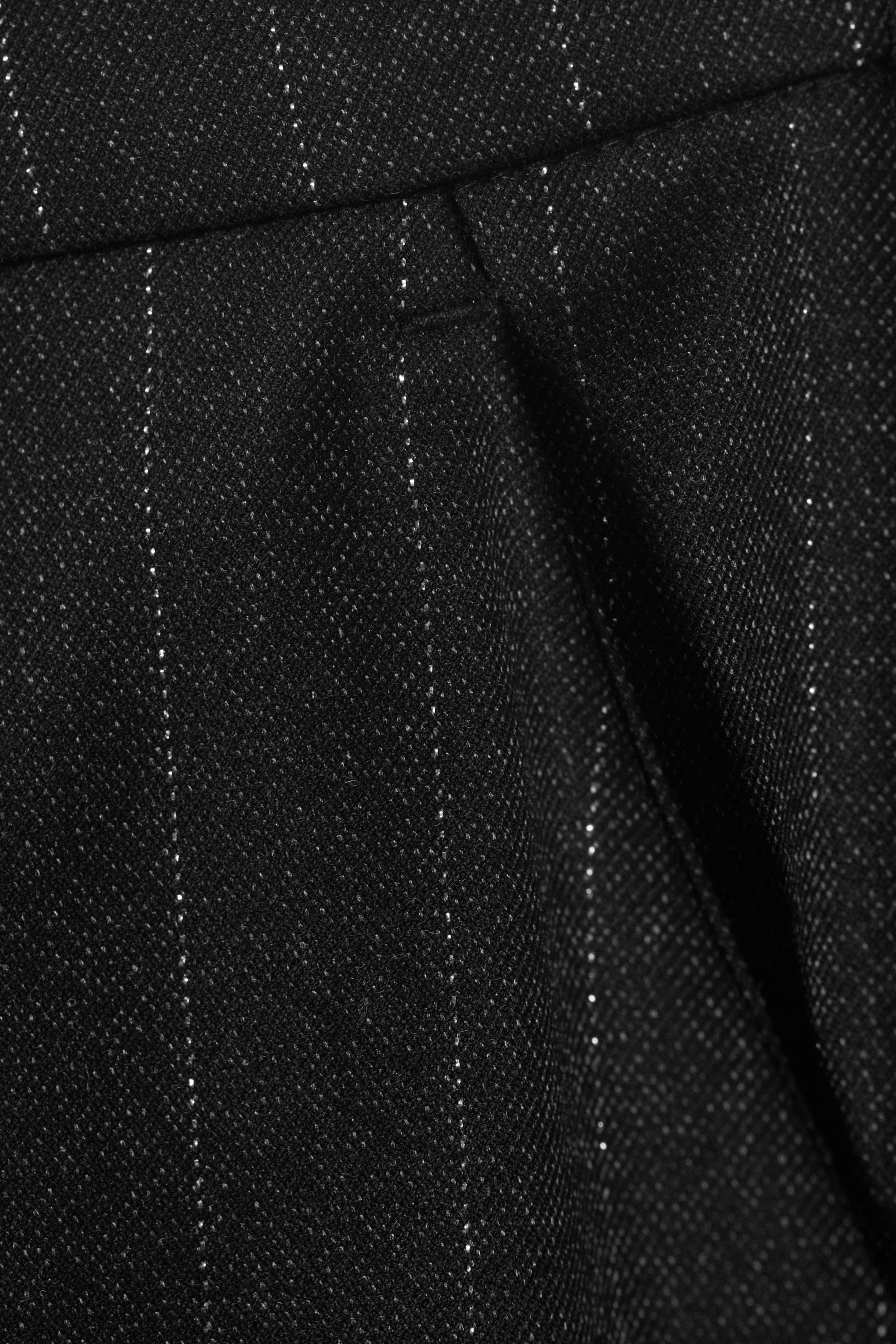 Dark Grey - Glitter Pinstripe - Low Rise Suiting Trousers - 5