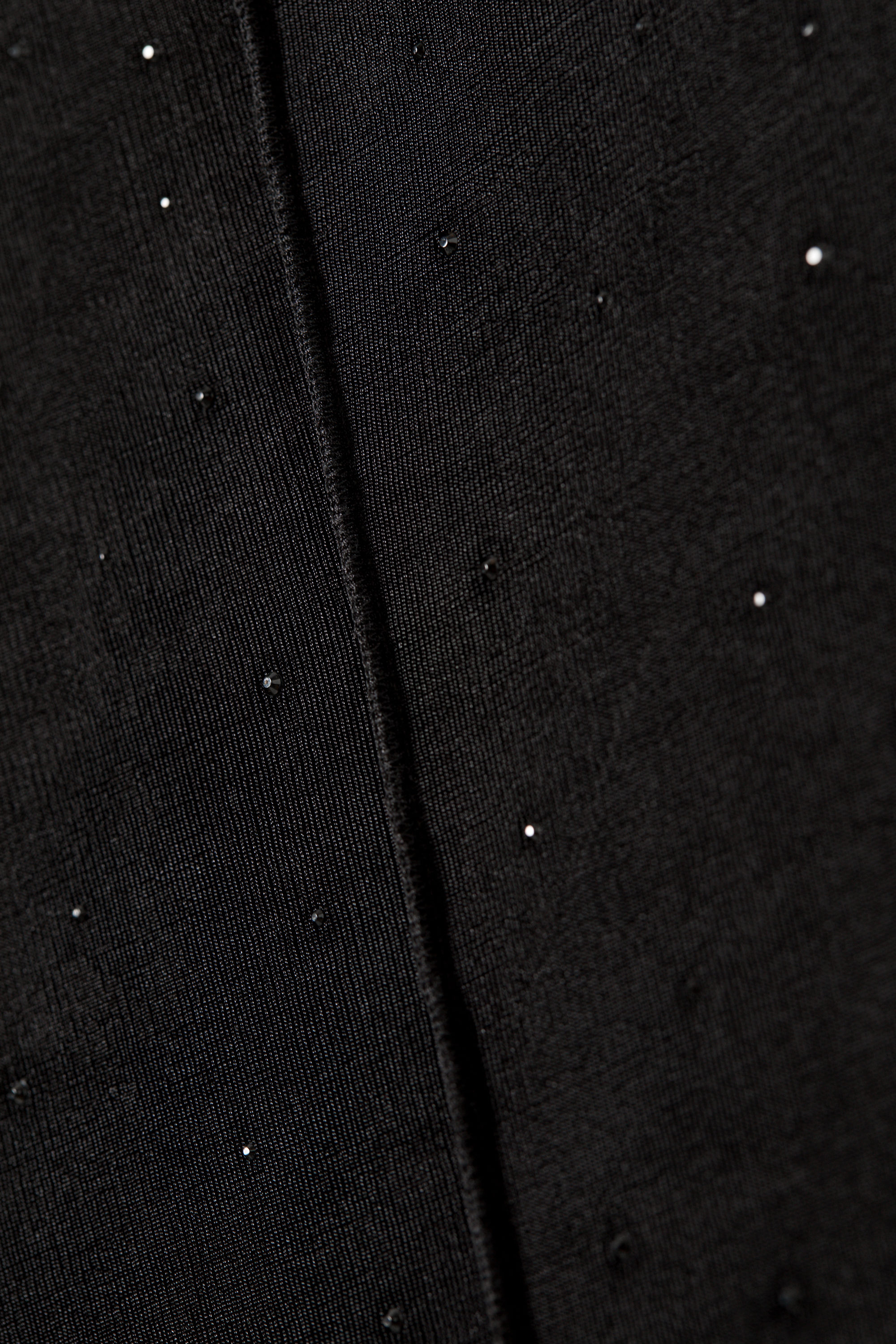 Black - Rhinestones - Long-Sleeved Rhinestone Mock-Neck Top - 4