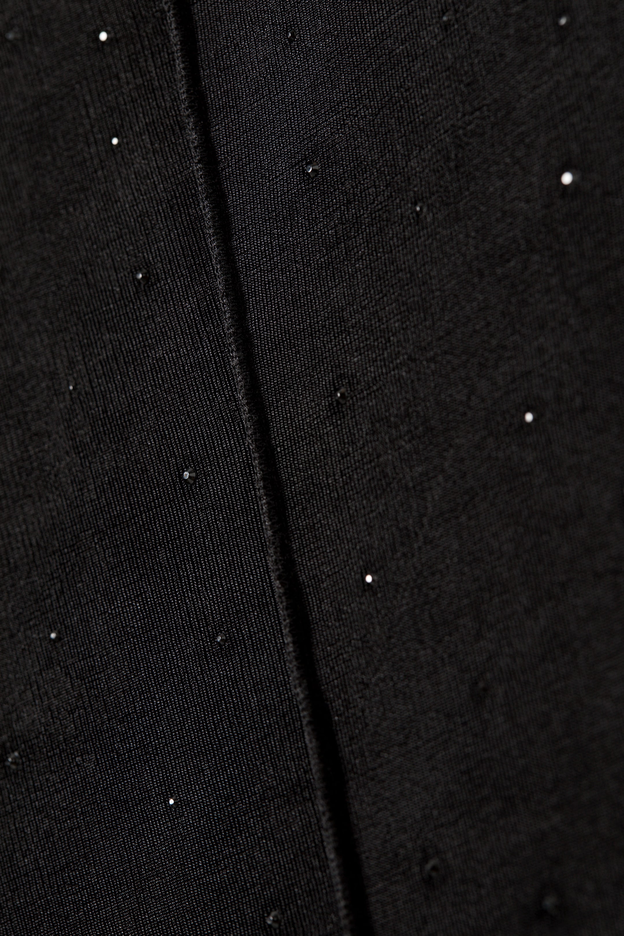 Black - Rhinestones - Long-Sleeved Rhinestone Mock-Neck Top - 4