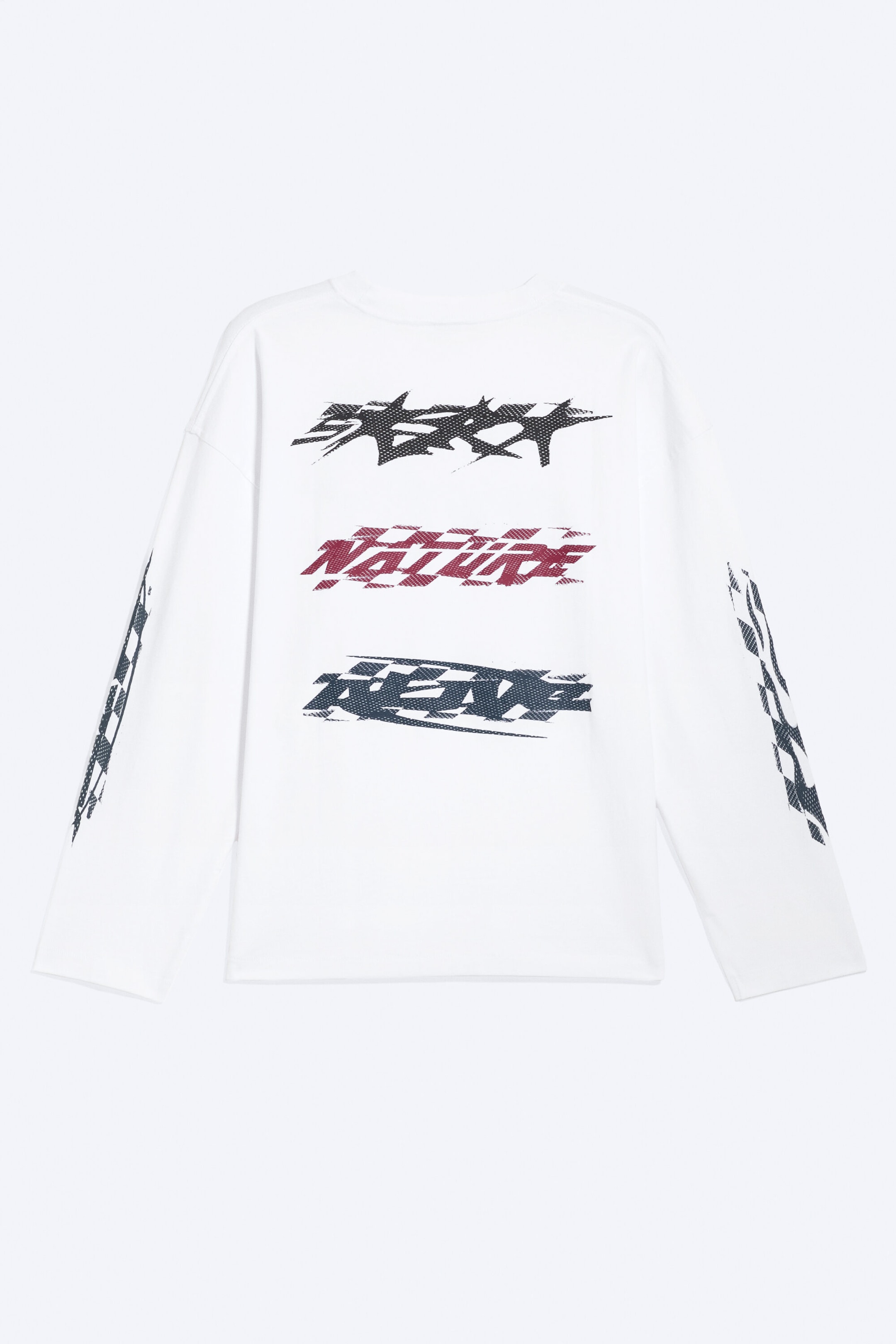 White - Racer - Oversized Graphic Long-sleeve - 4