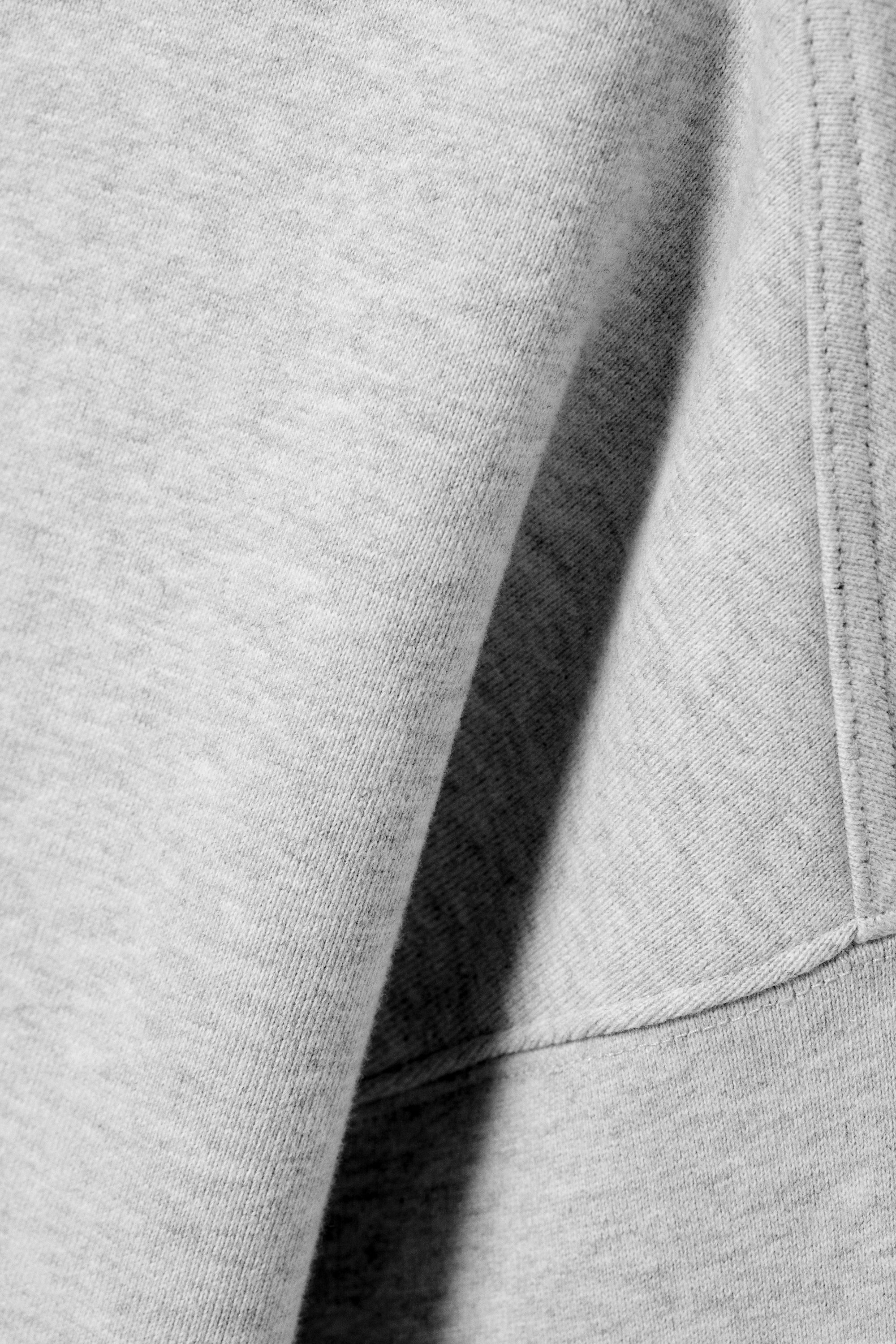 Grau meliert - Boxy cropped Baumwoll-Sweatshirt - 3