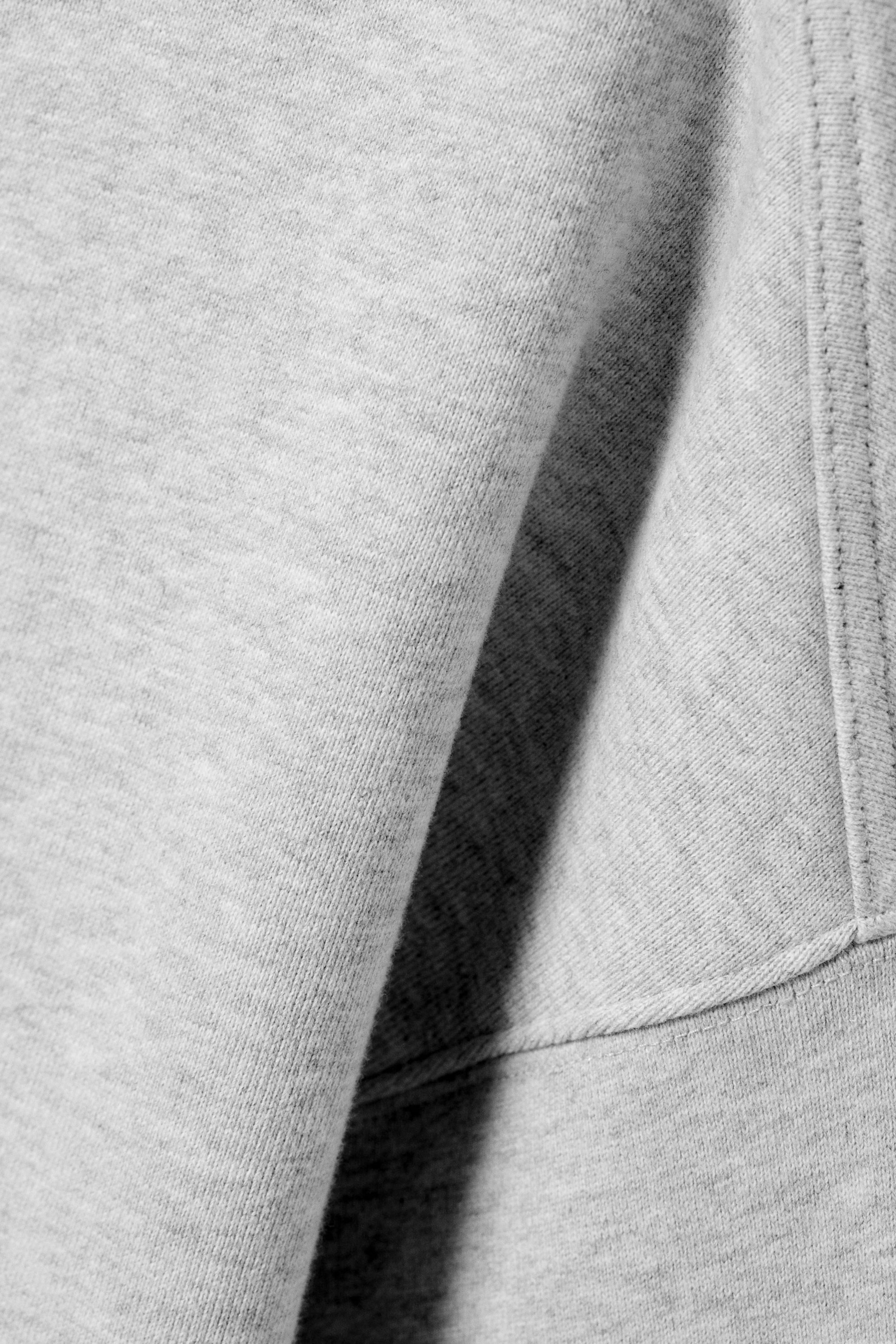 Grey Melange - Boxy Cropped Cotton Sweatshirt - 5