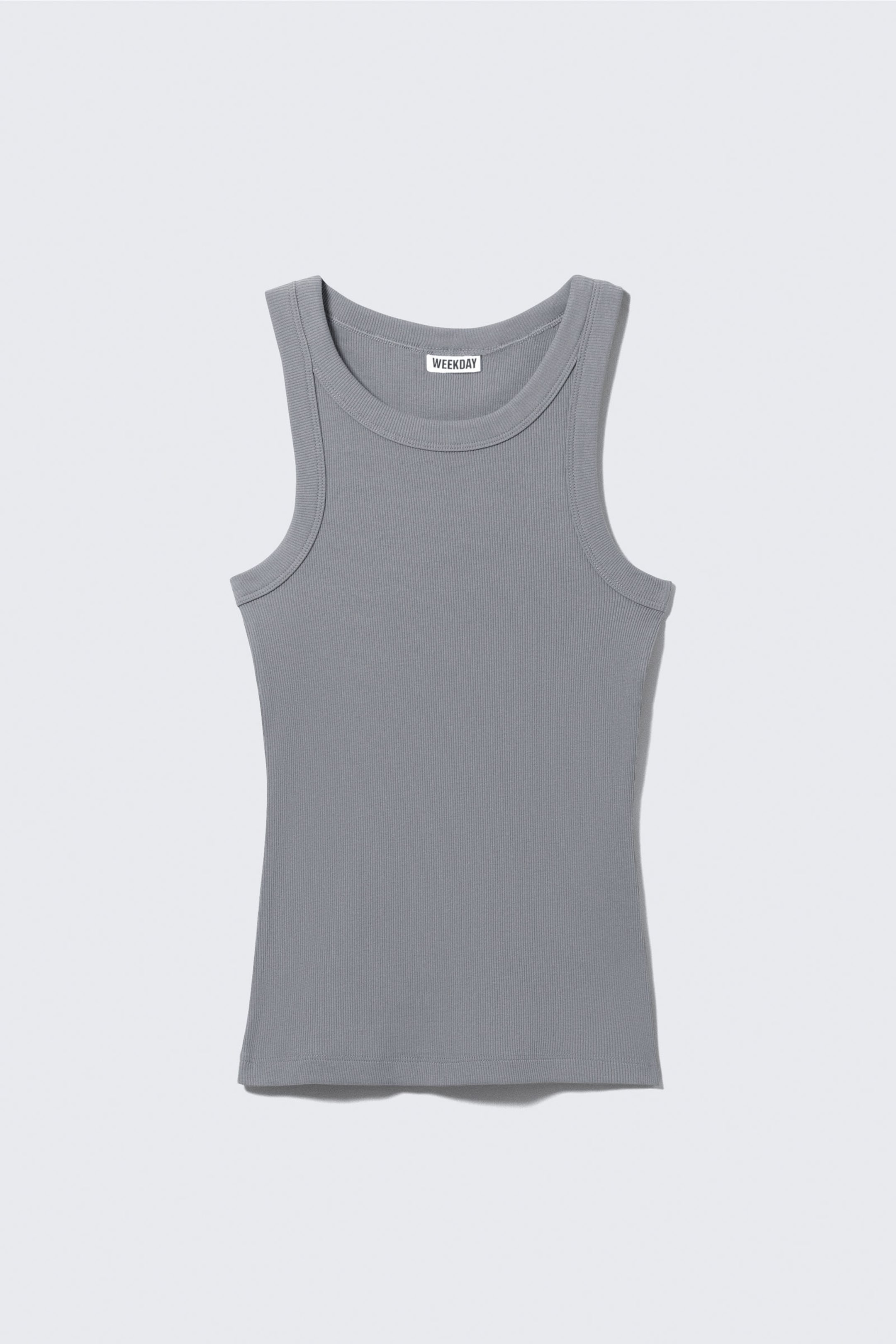 Grau - Tailliertes geripptes Tanktop - 3