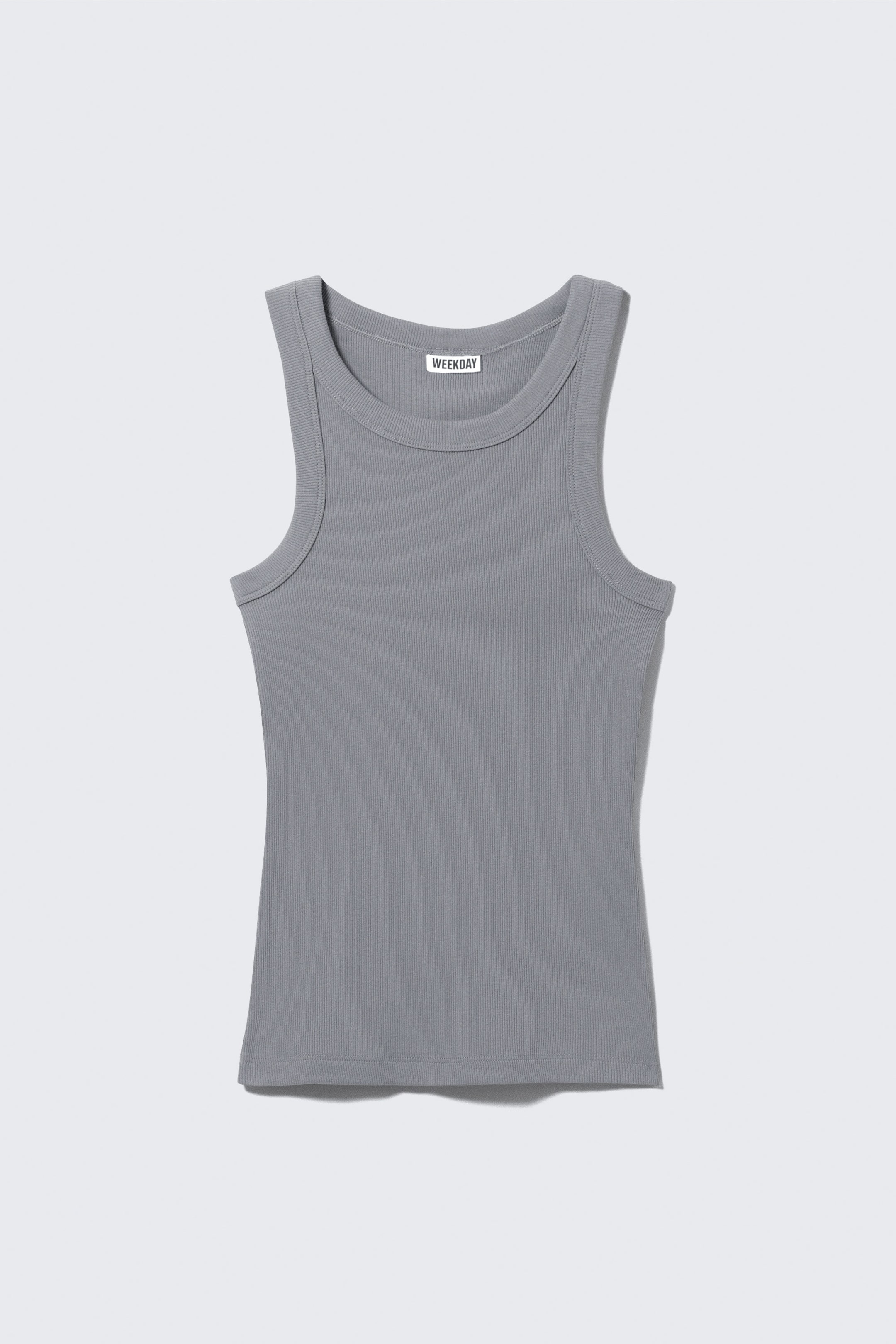 Grau - Tailliertes geripptes Tanktop - 0