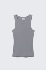 Grau - Tailliertes geripptes Tanktop - 0
