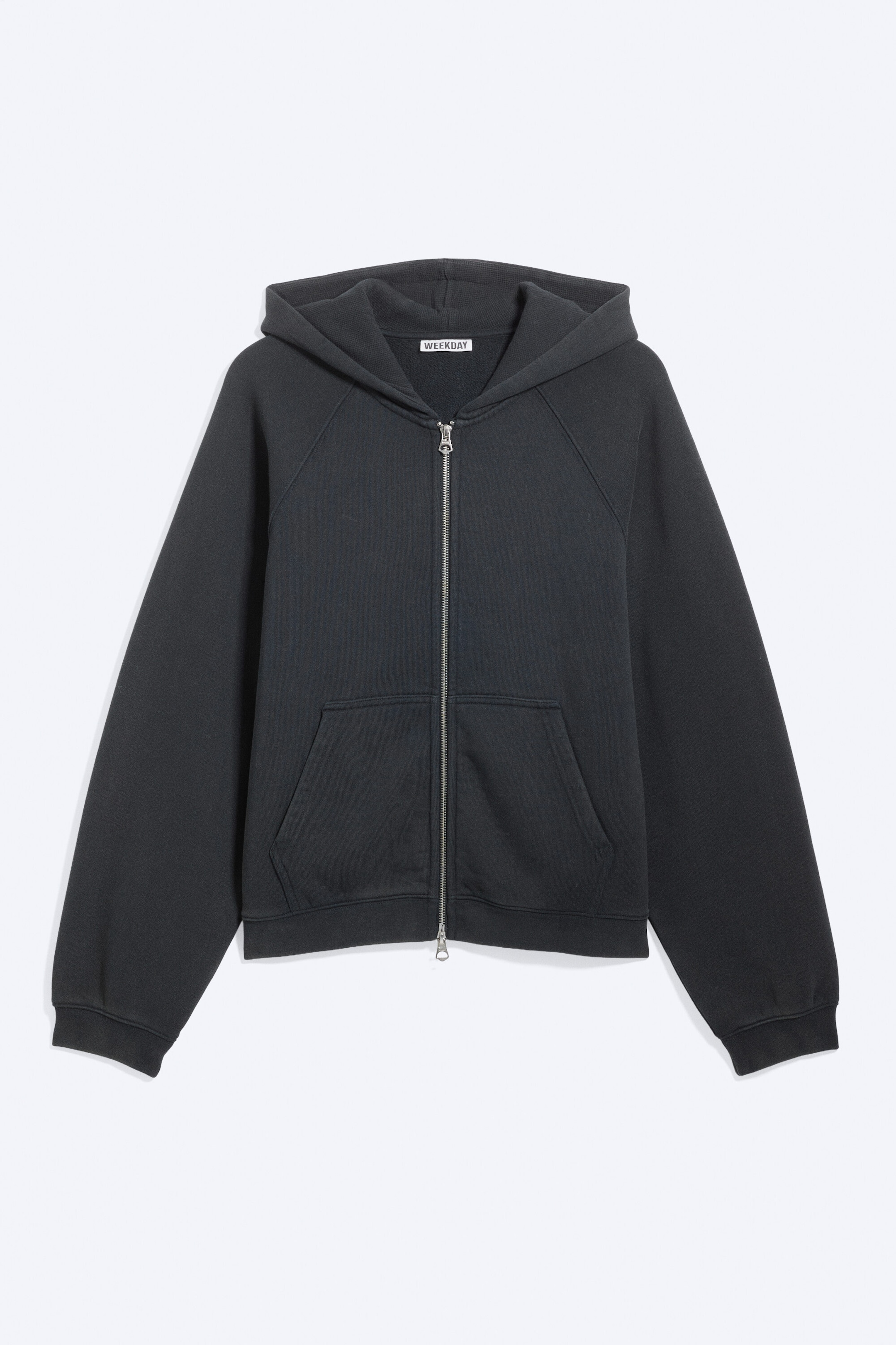 Washed Dark Blue - Relaxed Raglan Zip Hoodie - 4