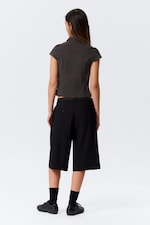 Dark Grey - Fitted Short-Sleeved Zip Top - 3