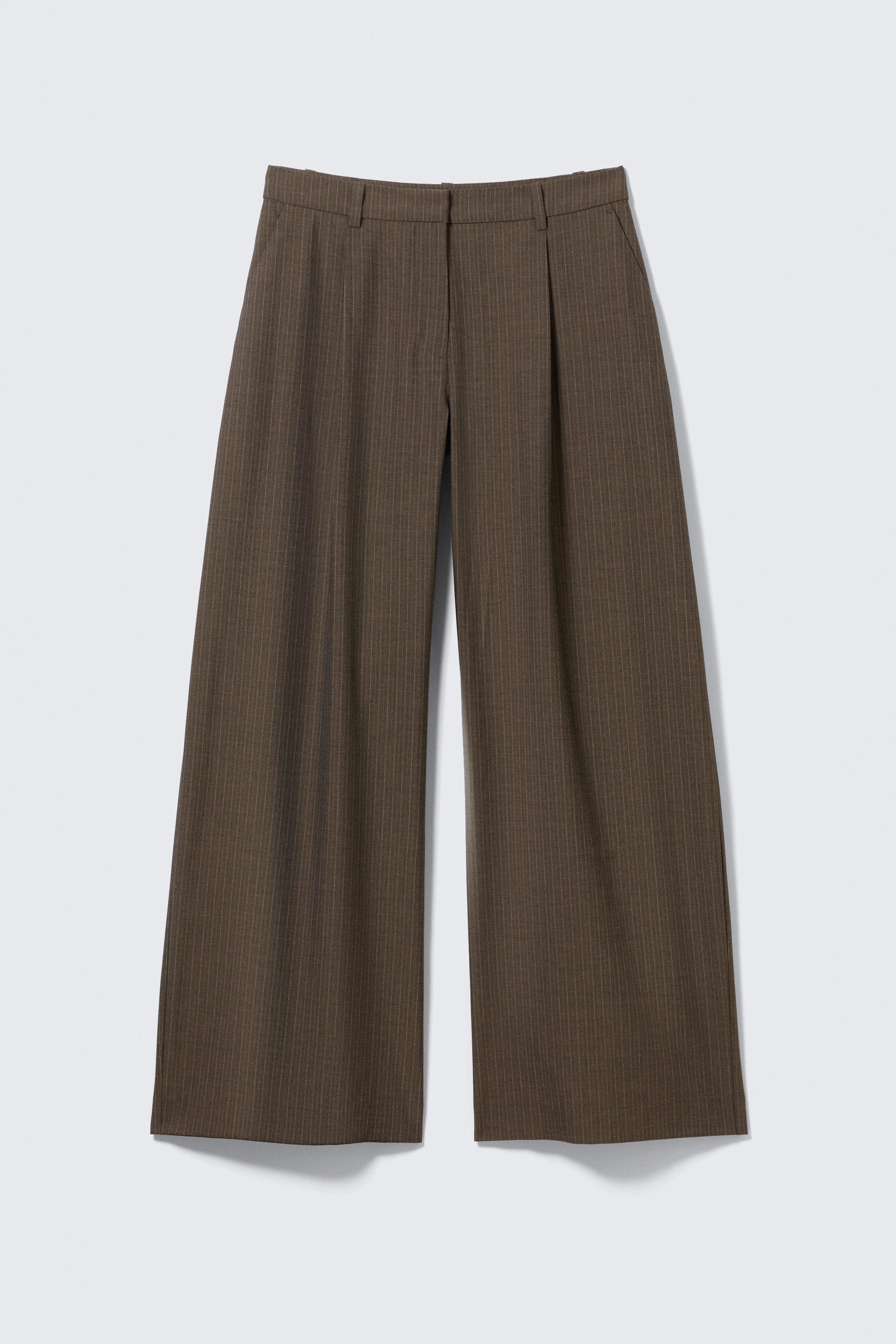 Mörk mullvad - Pinstripe - Låga kostymbyxor med vida ben - 4