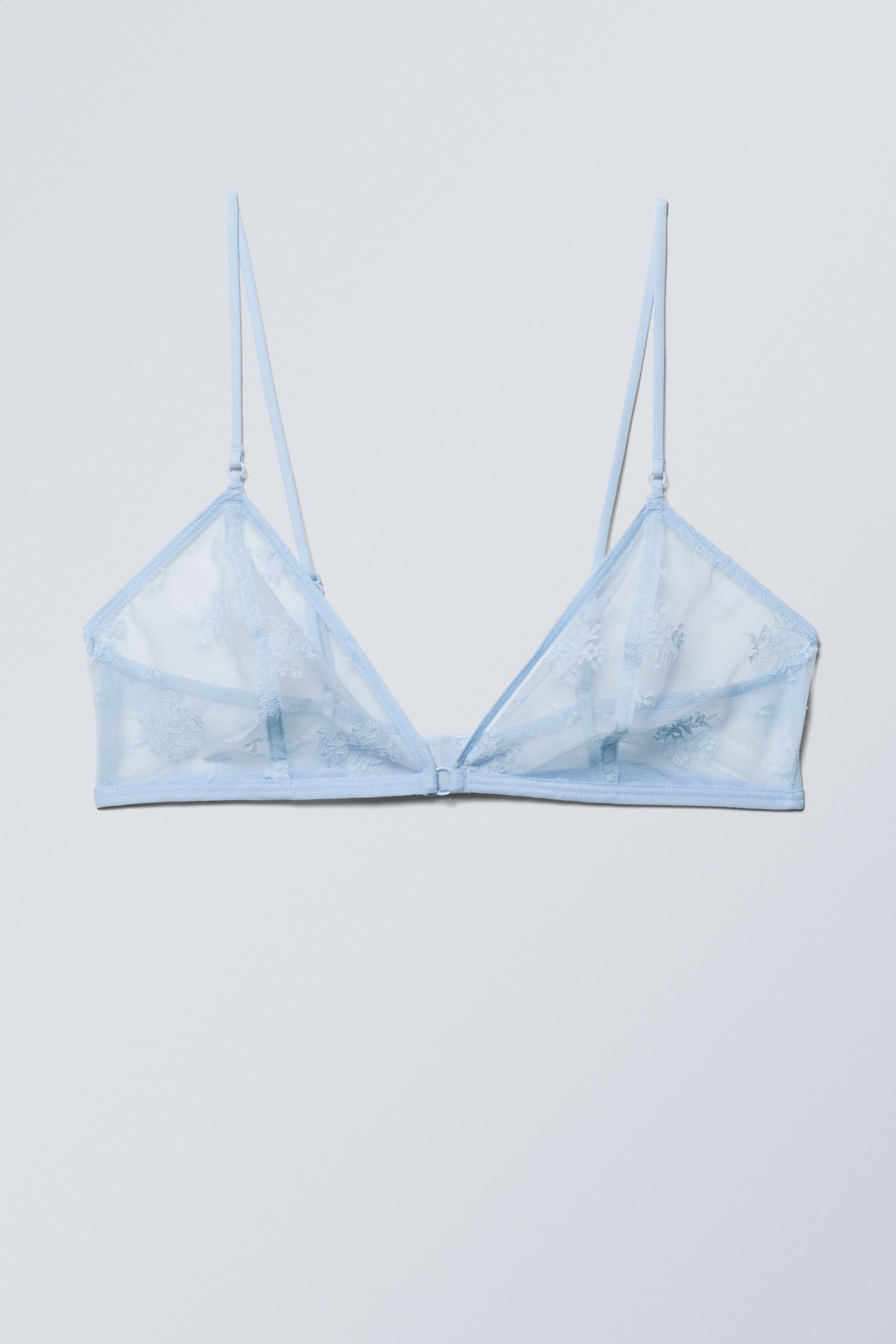 Light Blue - Sheer Lace Triangle Bra - 0