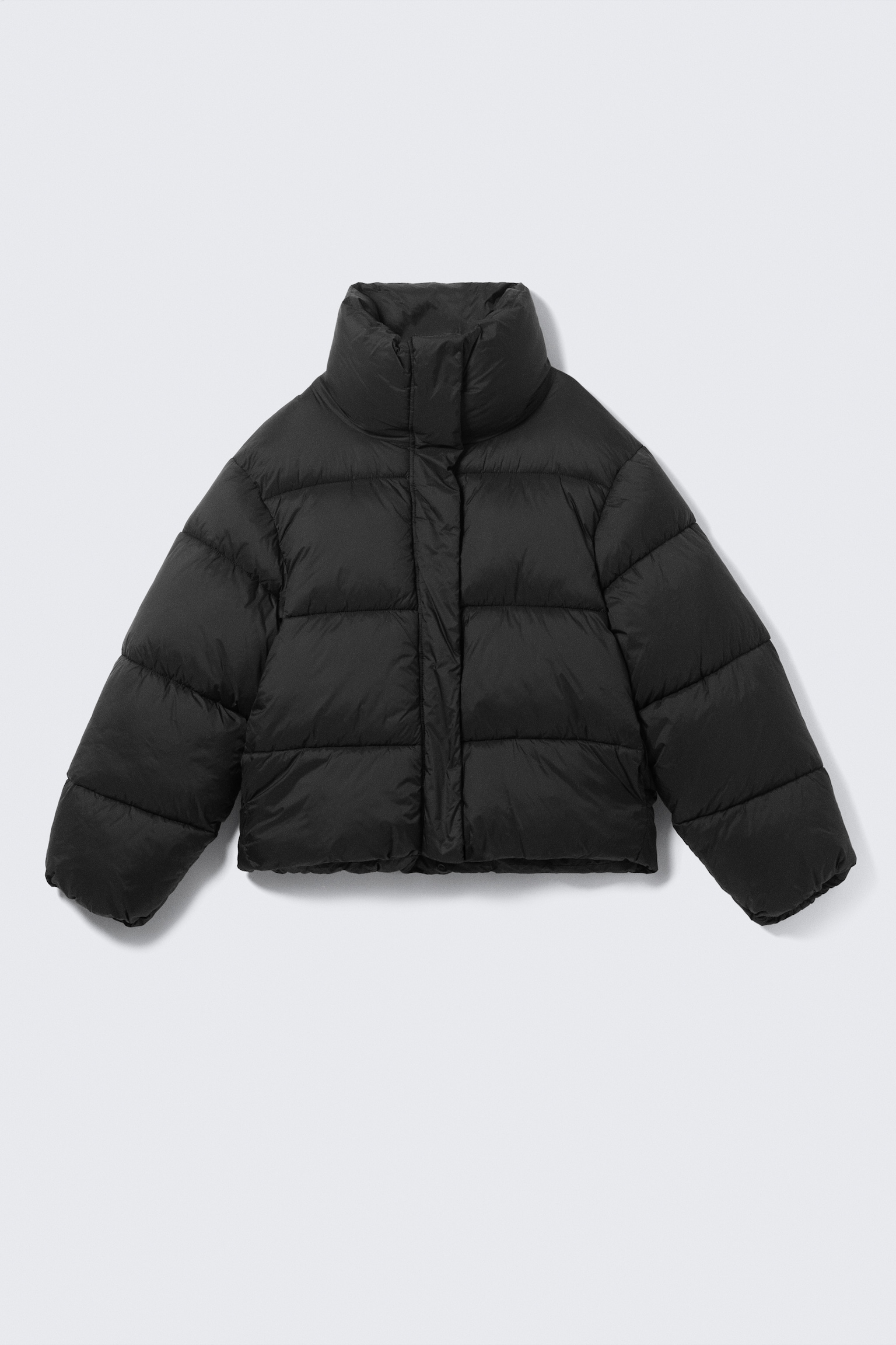 Short Oversized Puffer Jacket - Black/Dark Brown - 2