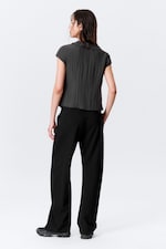 Dunkelgrau - Gerüschtes Oberteil mit Schnürung vorne - 2