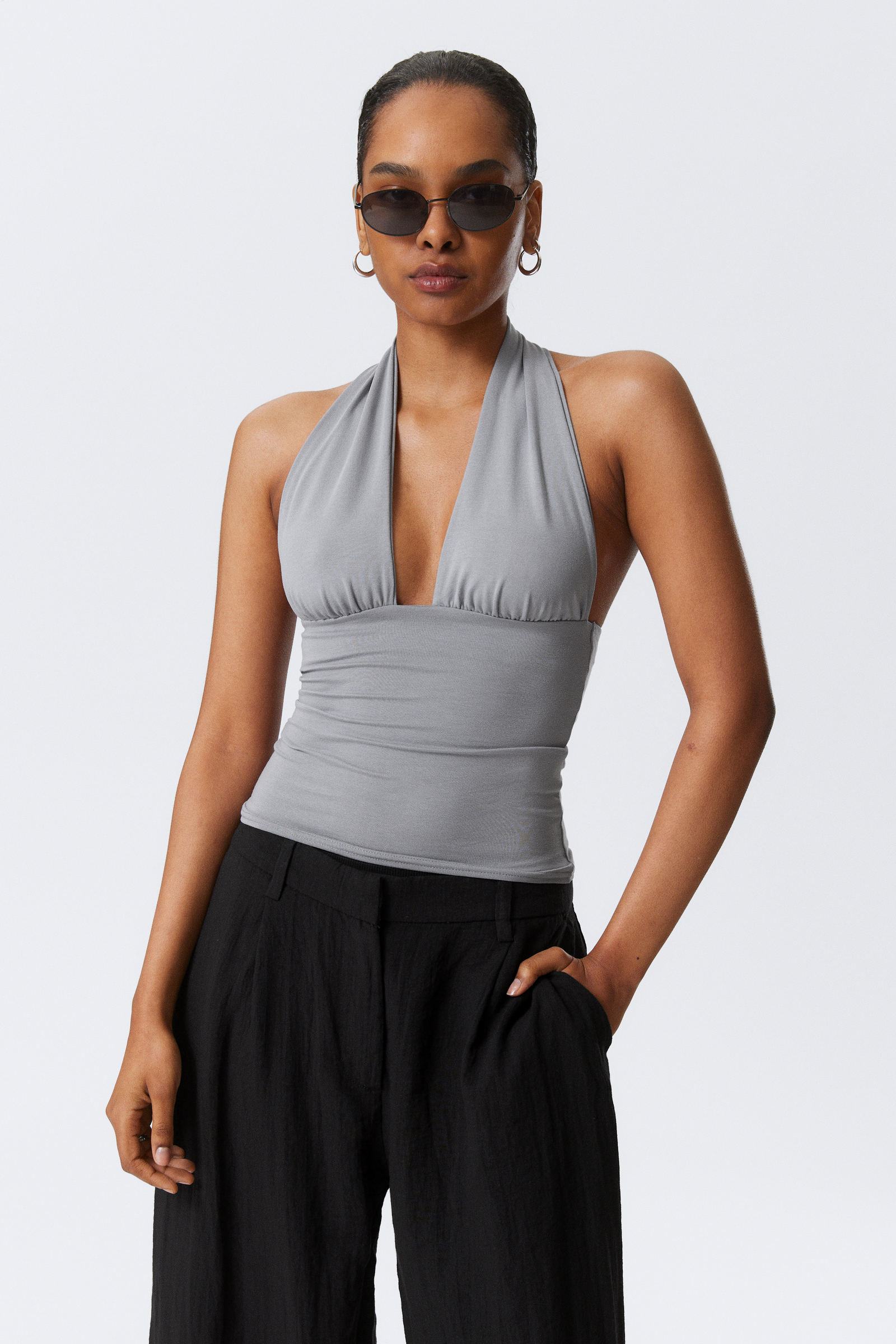splatter halter neck top - Silver Splatter Print | Weekday EU