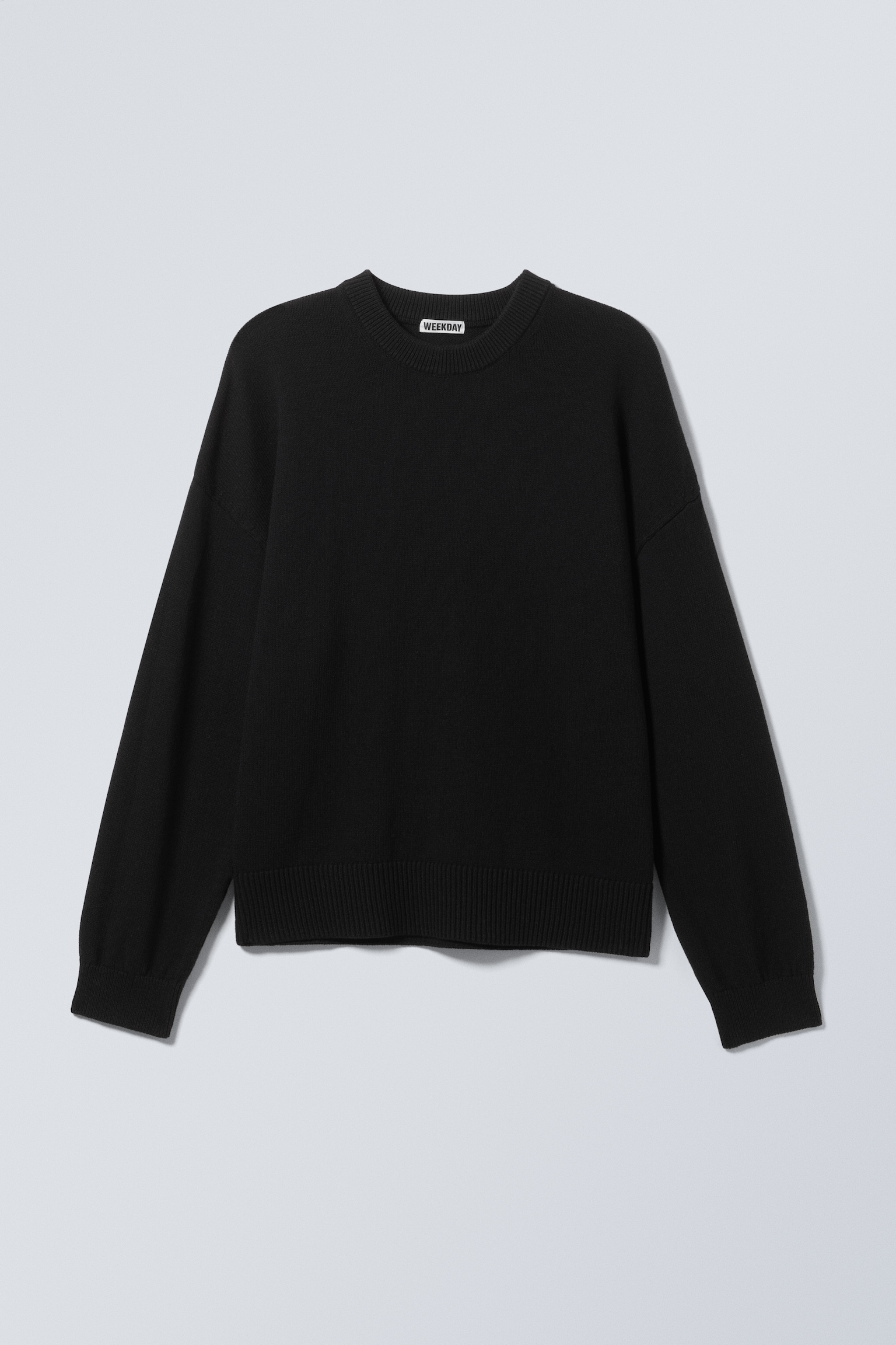 Pull en maille de coton carré oversize - Noir/Bleu clair cendré