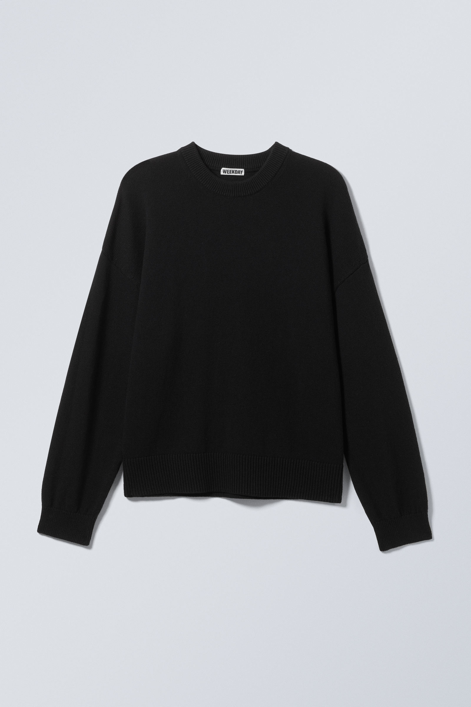 knitted oversized boxy cotton sweater - Black | Weekday EU