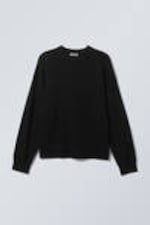 Black - Knitted Oversized Boxy Cotton Sweater - 4
