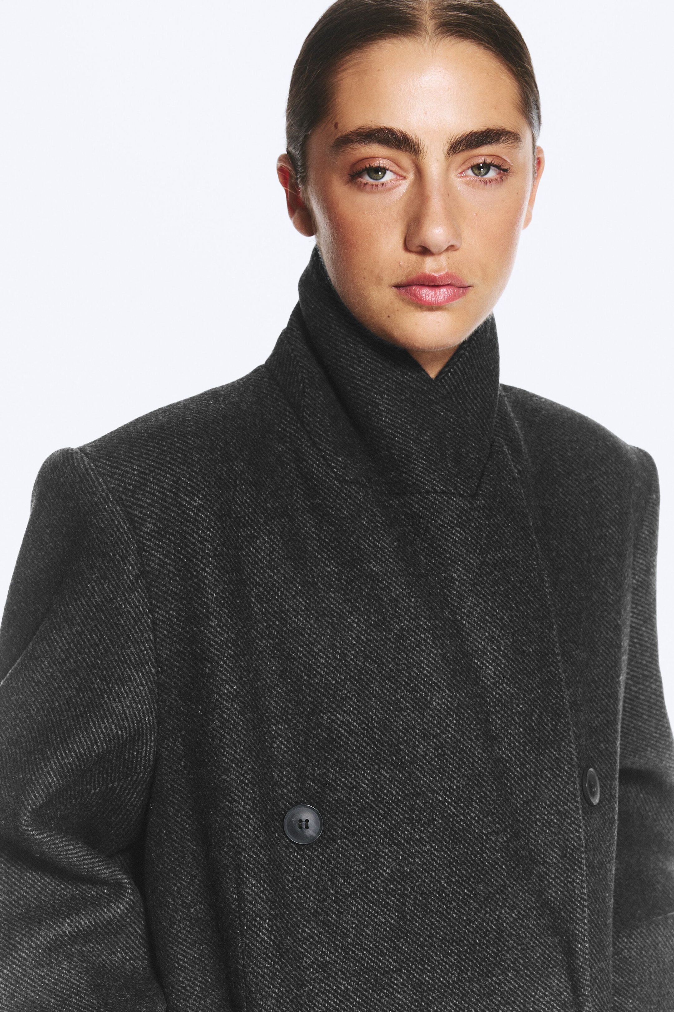 Dark Grey - Recycled Wool Blend Coat - 2