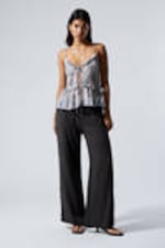 Dusty Grey - Clouded Marble - Frilled Strap Top - 1