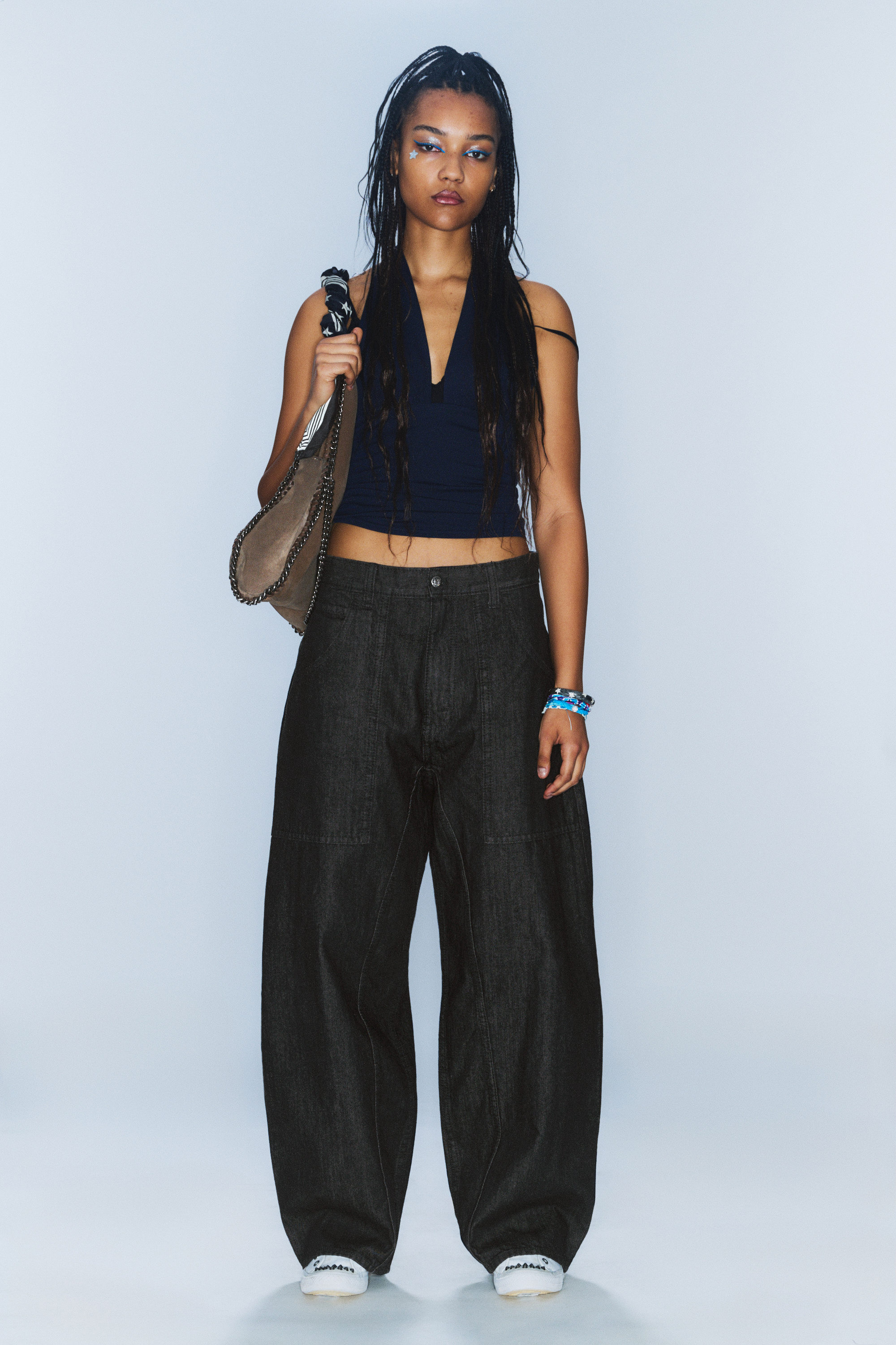 Black Rinse - Black - Dunno Unisex Low Rise Loose Barrel Leg Jeans - 2