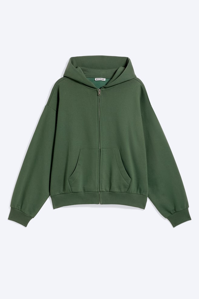 Felpa con cappuccio e zip - Verde scuro/Verde scuro/Marrone scuro/Azzurro lavato/Grigio mélange/Nero/Marrone scuro - 1