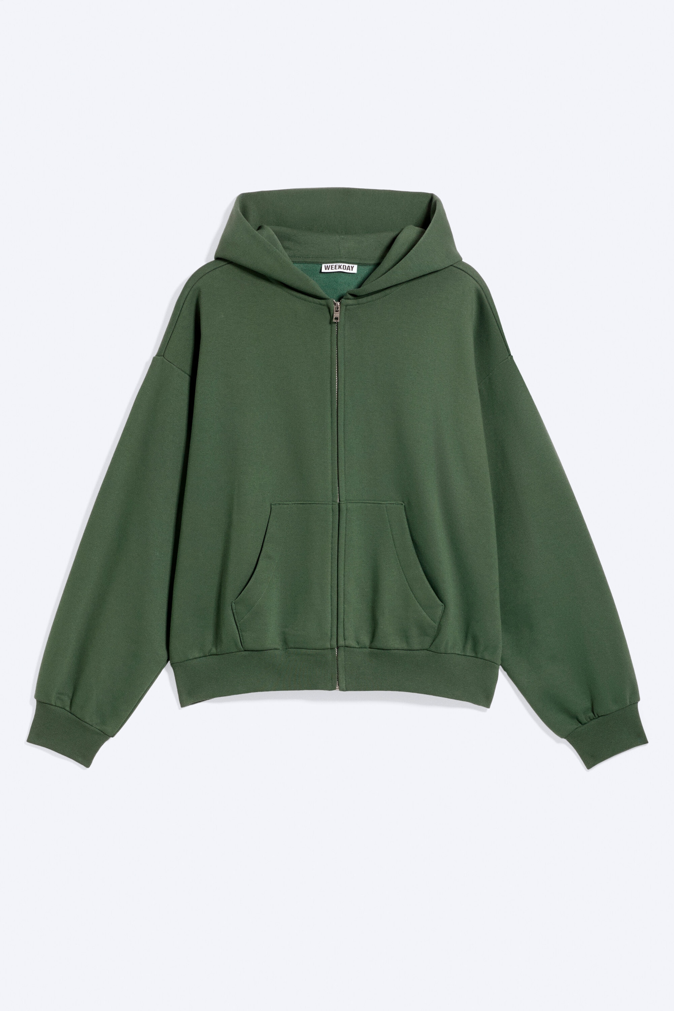 Dark Green - Loose Fit Zip Hoodie - 4