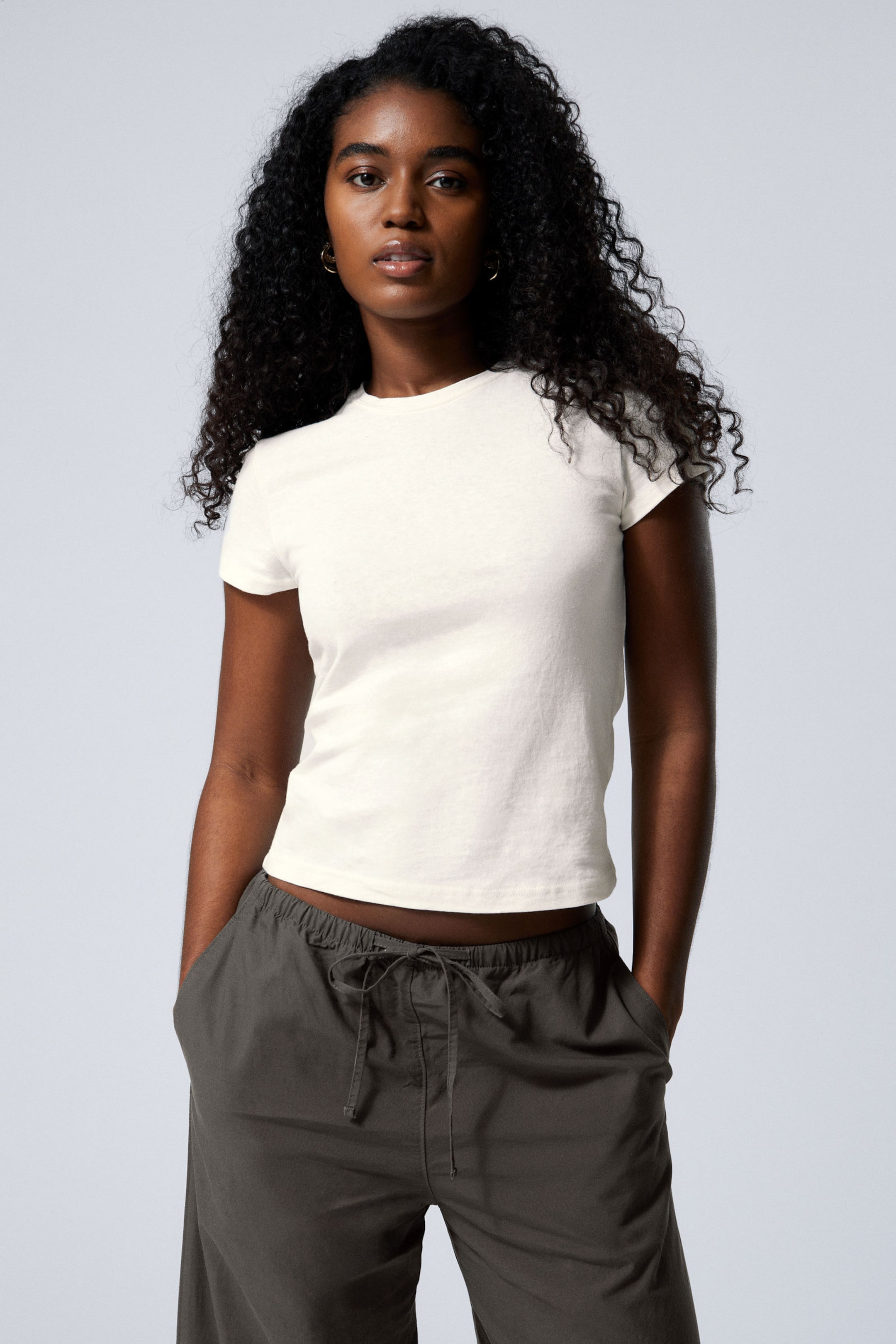 #F0EEED - Slim Short-Sleeved Cotton T-shirt - 1