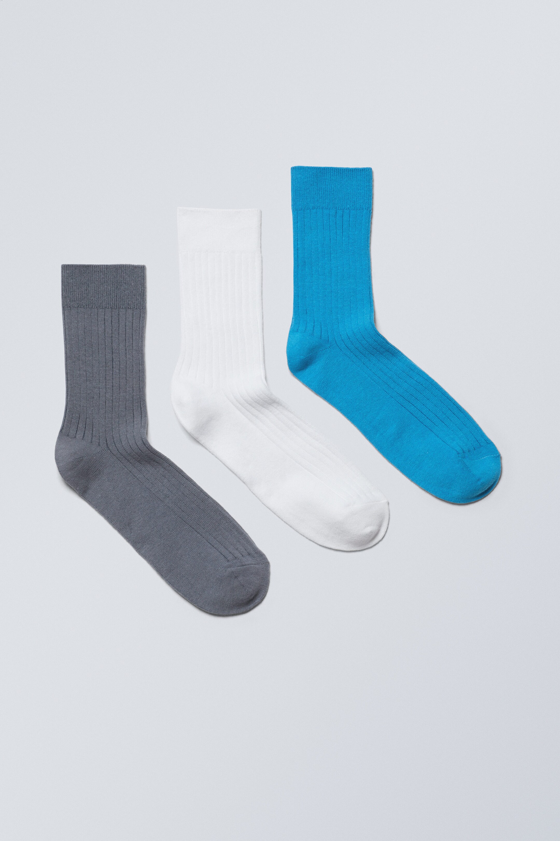 Blue Accent Mix - 3er-Pack gerippte Crew-Socken - 0