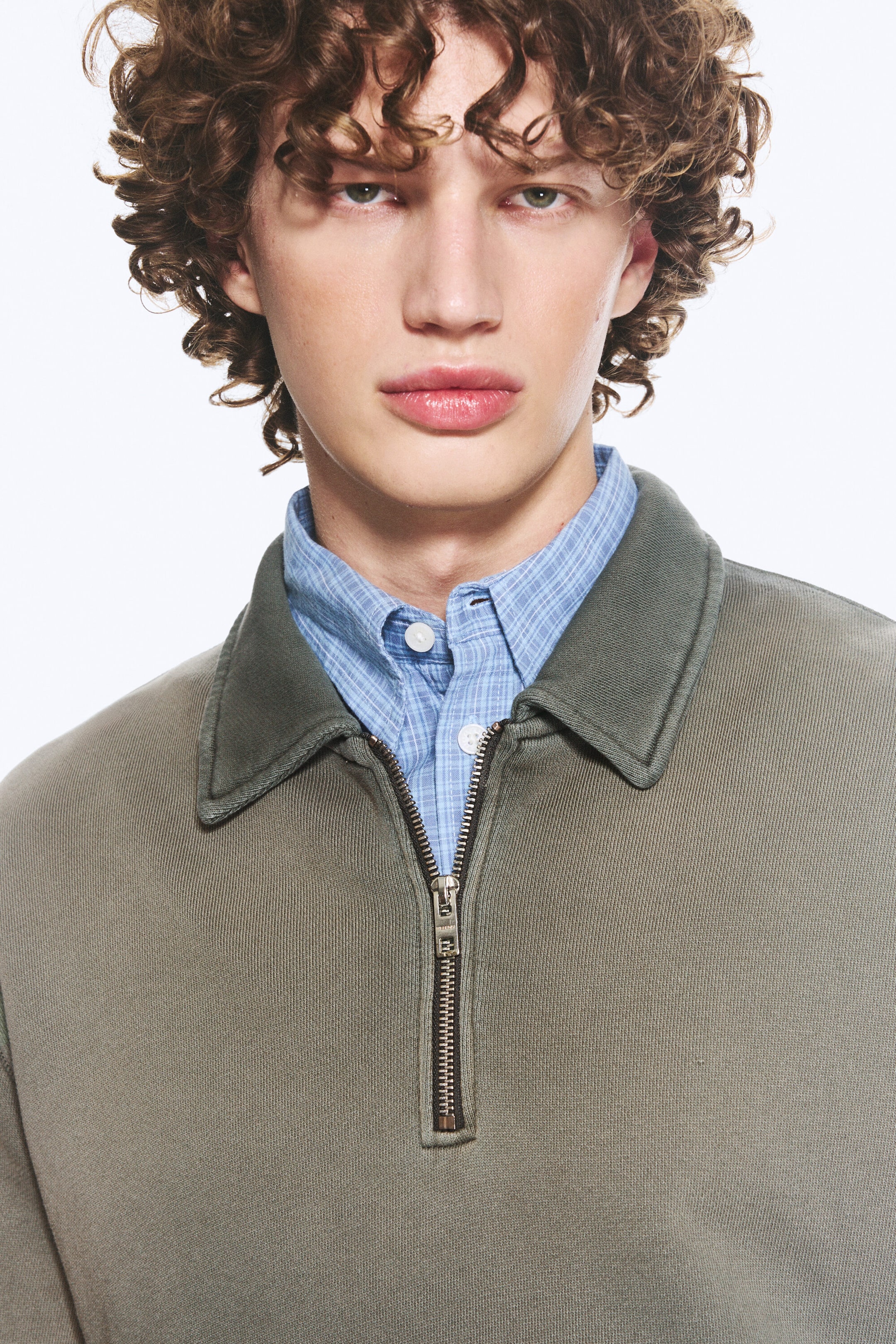 Tvättad Mörkgrön - Quarter zip sweatshirt - 2