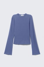Washed Blue - Long Sleeve Cotton Top - 0