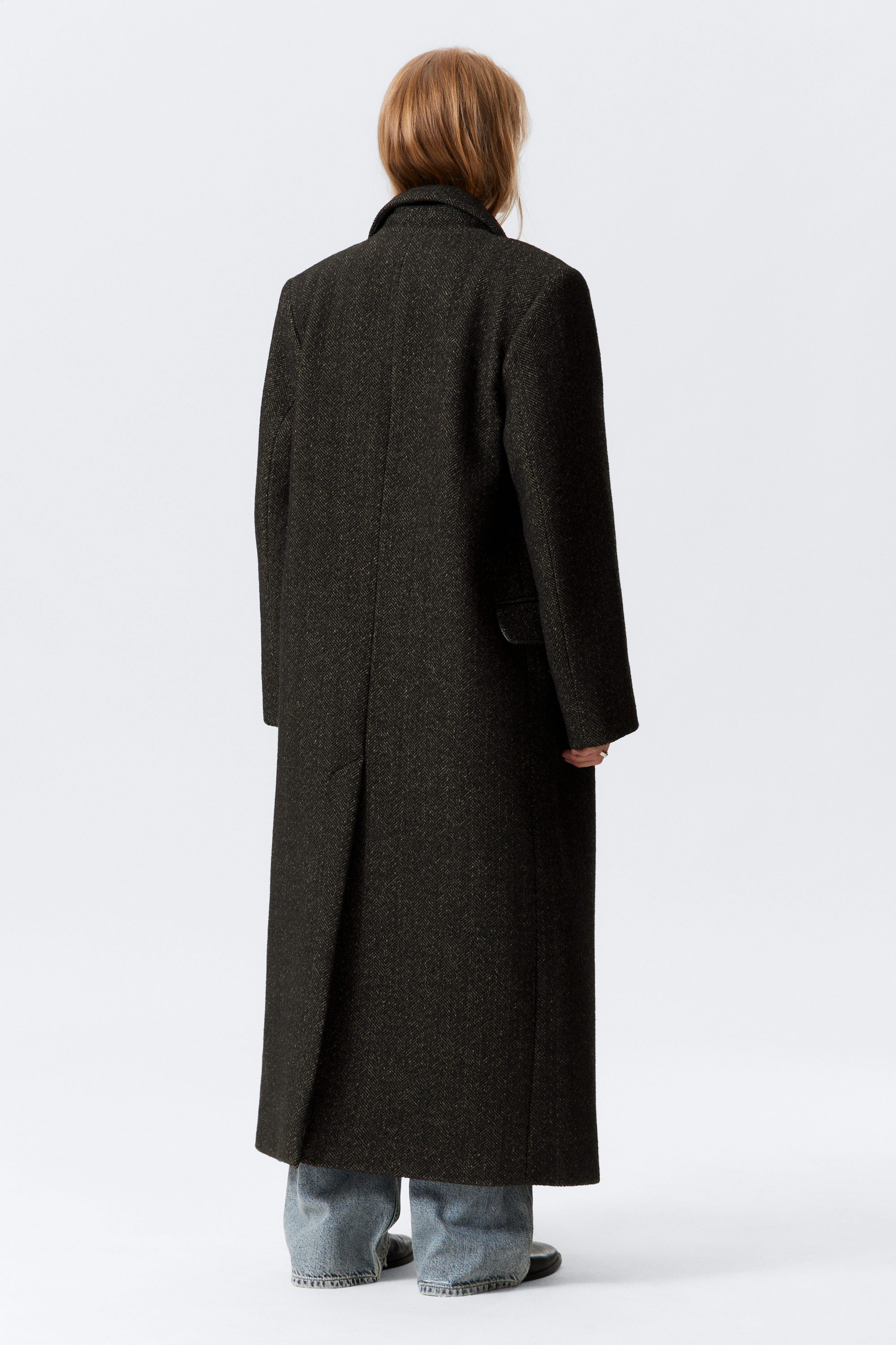 oversized double-breasted wool-blend coat - Dark Brown