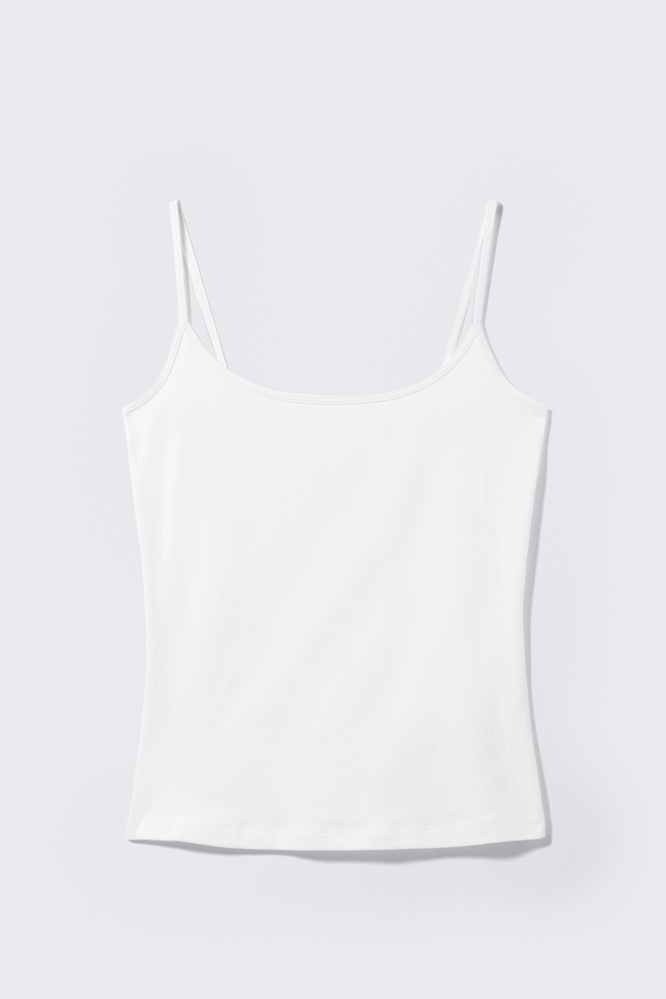 White - Fitted Strappy Scoop Neck Singlet - 3