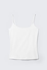 White - Fitted Strappy Scoop Neck Singlet - 3