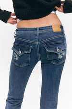 Medusa Blue - Dark Blue - Low Rise Regular Bootcut Leg Jeans - 2