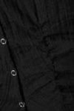 Black - Cap-Sleeved Sheer Top - 1