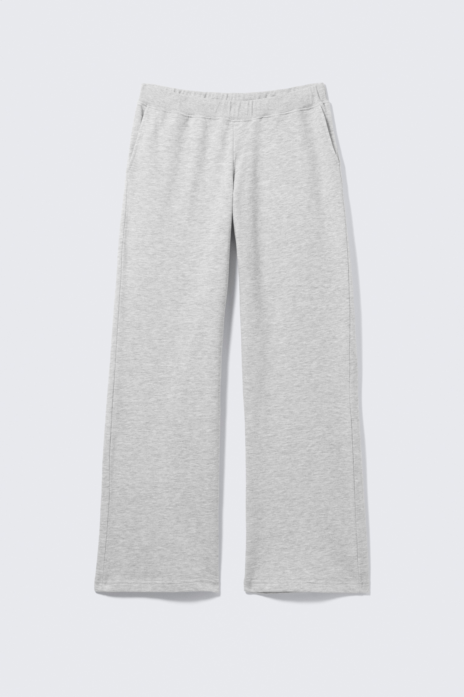 Niedrig geschnittene Sweatpants aus Frottee - Grau meliert/Schwarz - 2