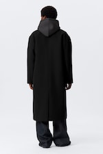 Black - Oversized Single-Breasted Wool Blend Coat - 4