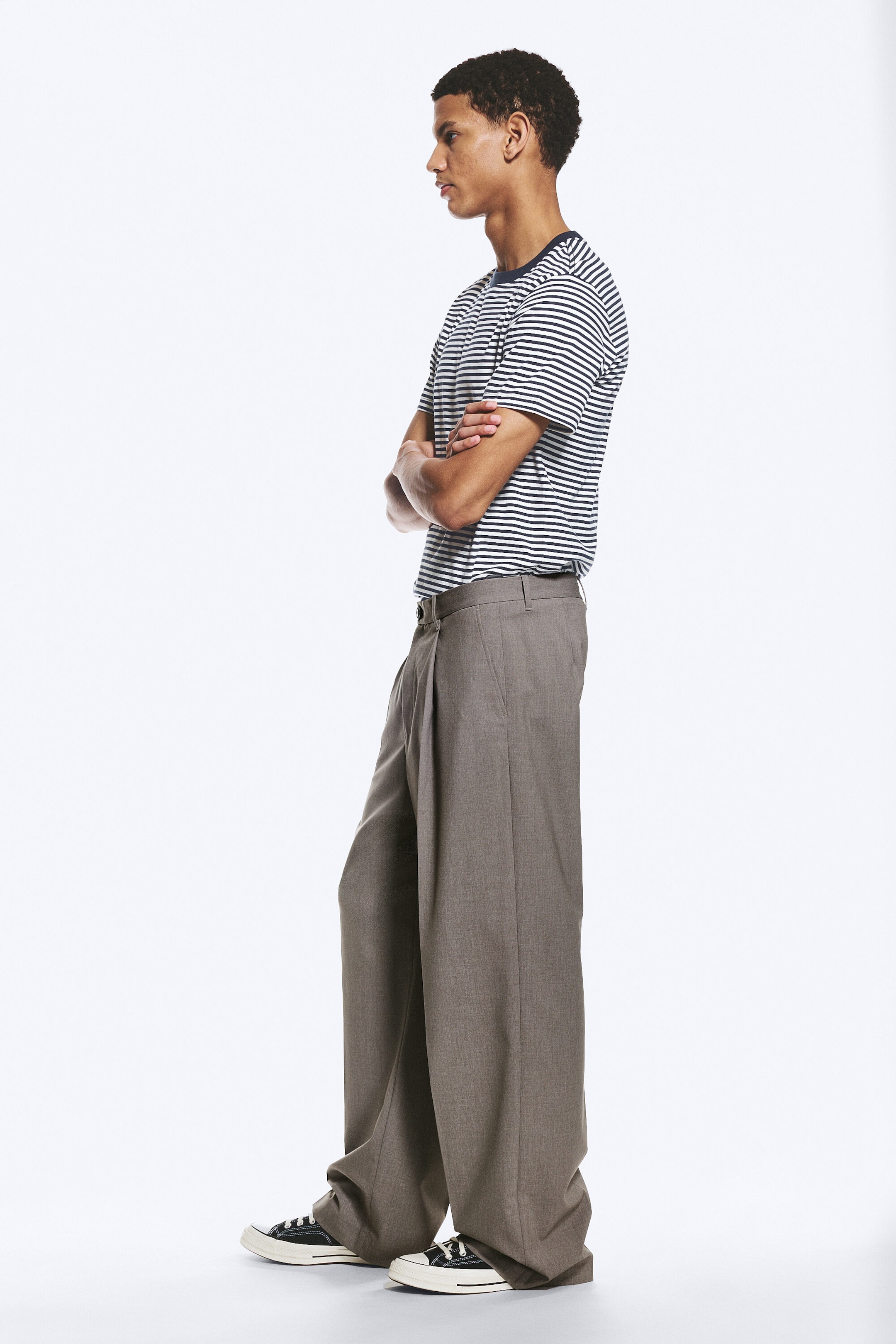Donkergroen gemêleerd - Oversized pantalon van Uno - 2