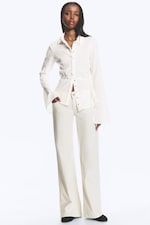 Striped White - Tie‑Detail Cotton Shirt - 1
