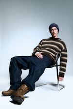 Brown Multi Stripes - Relaxed Striped Knitted Sweater - 1