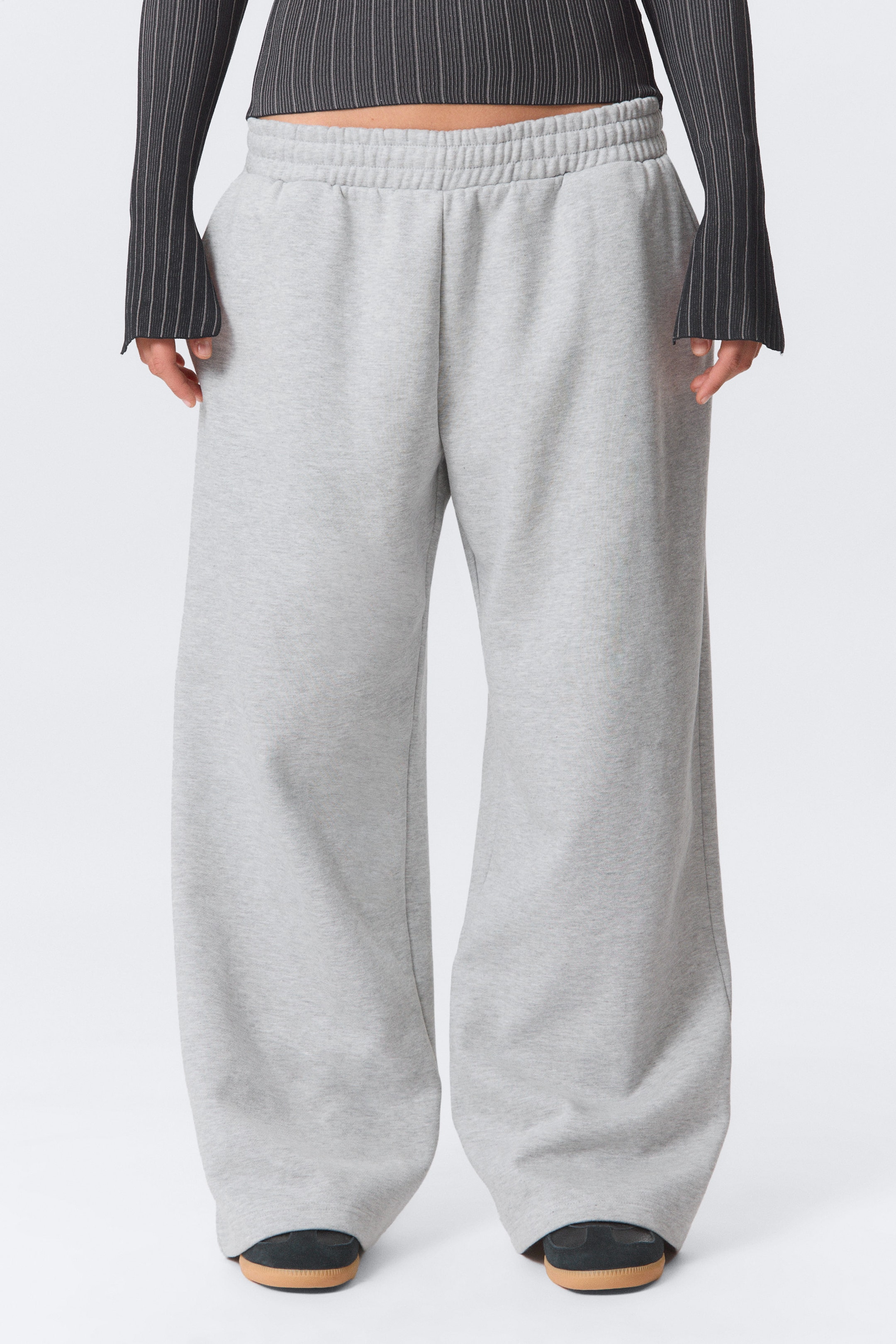Grey Melange - Loose Long Heavyweight Sweatpants - 2