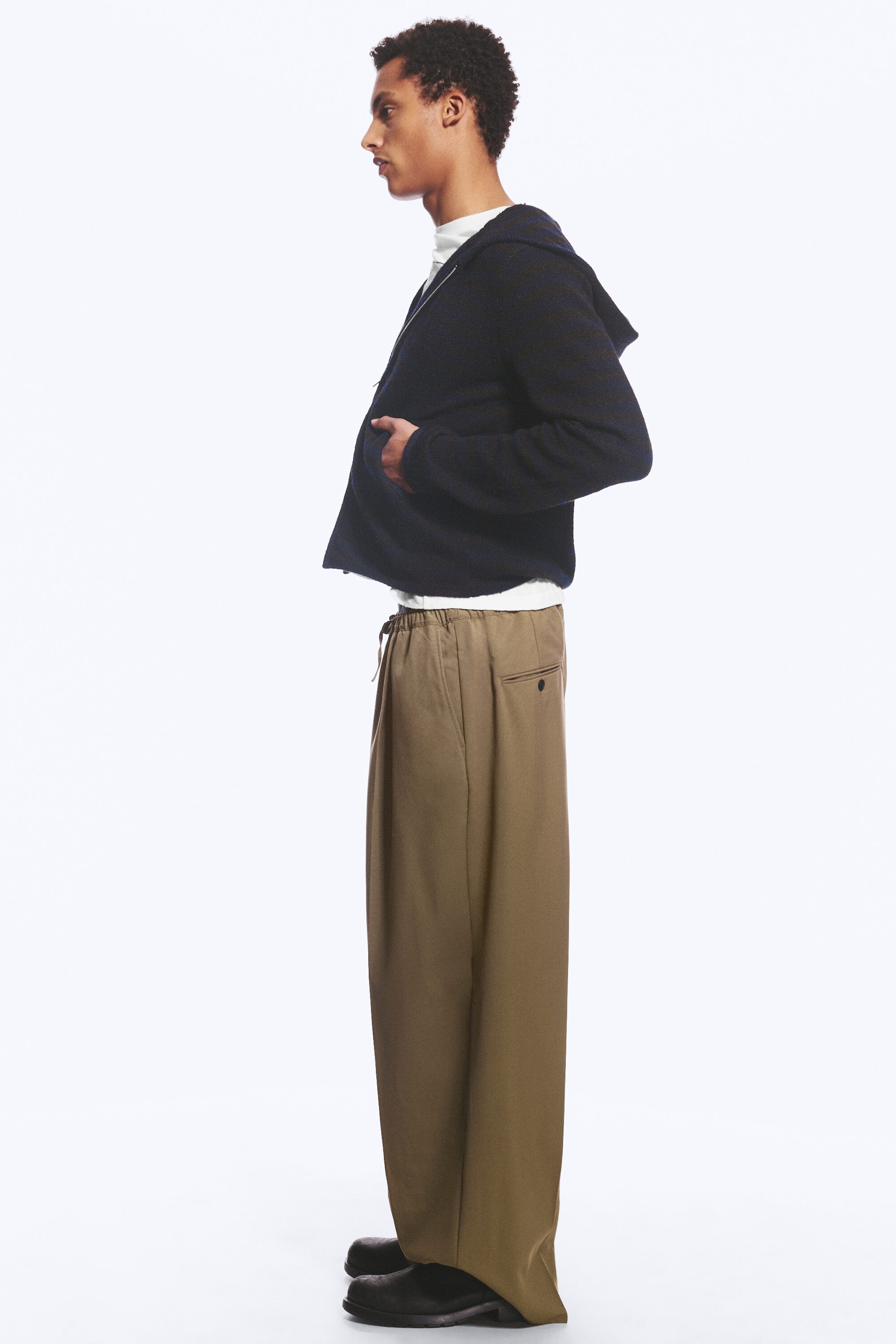 Beige - Oversized Suit Trousers - 5