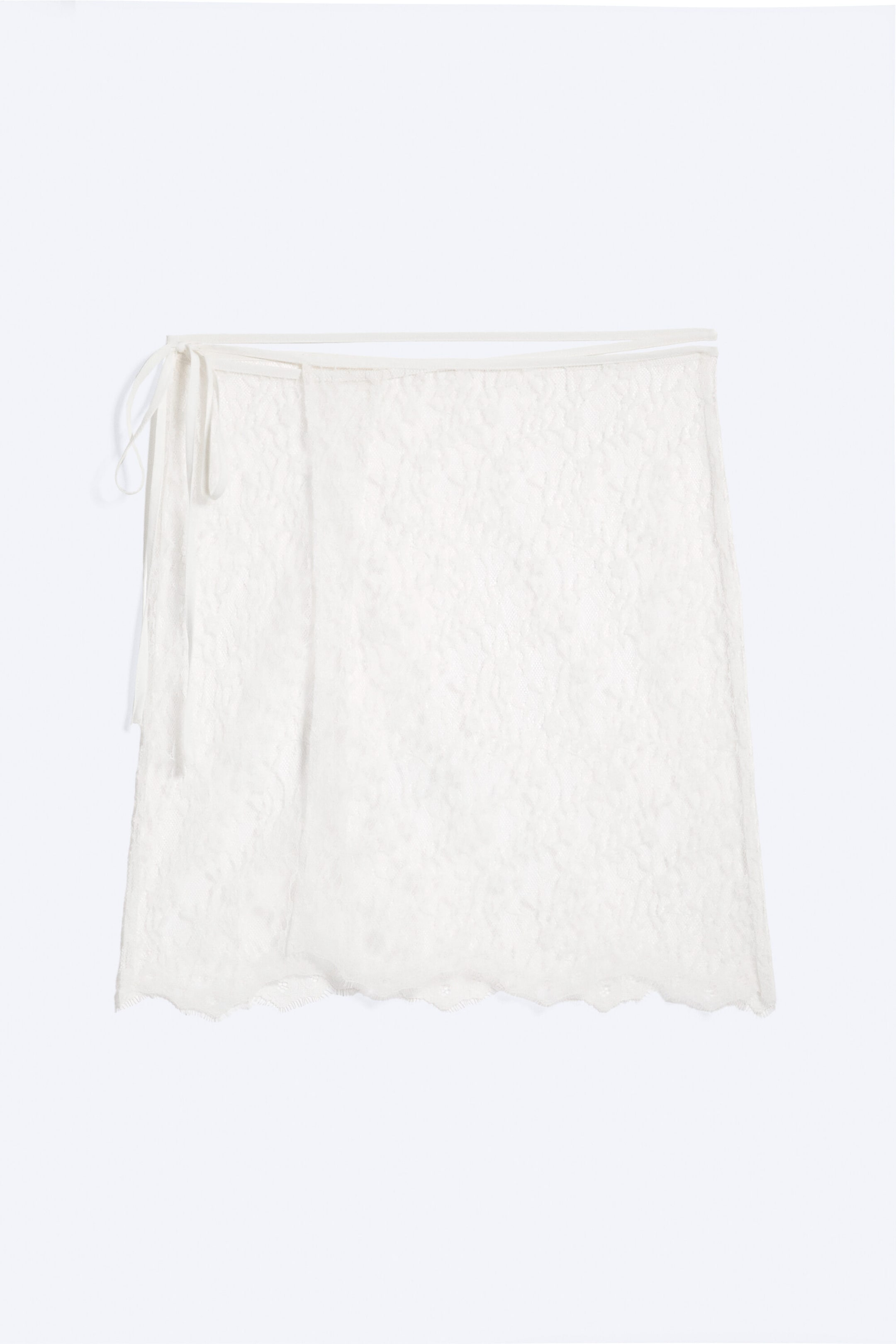 White - Lace - Lace Wrap Midi Skirt - 4