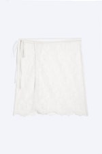 White - Lace - Lace Wrap Midi Skirt - 4