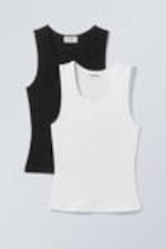 Schwarz & Weiß - 2er-Pack Tanktops mit schmaler Passform - 0
