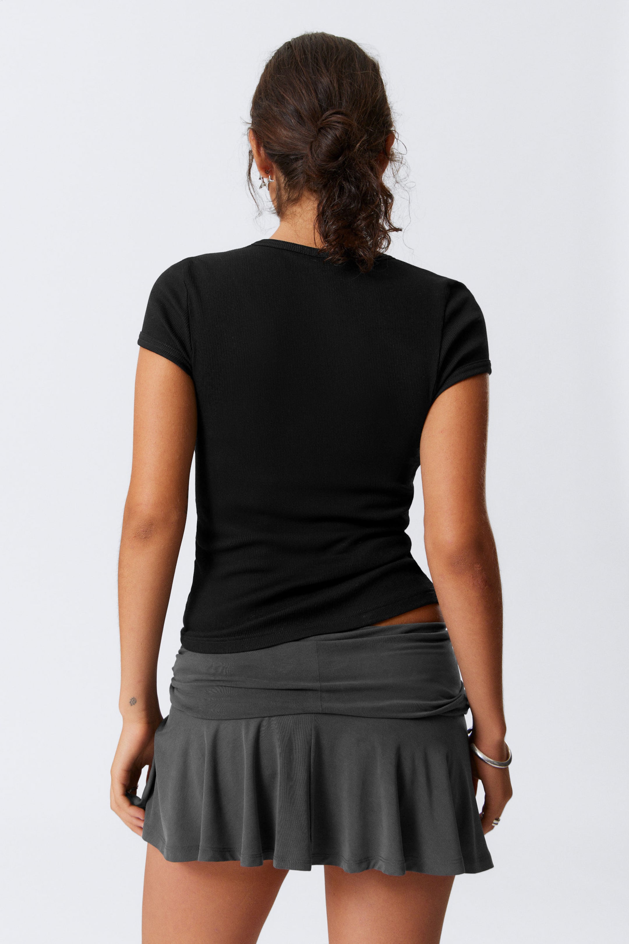 Black - Slim Fit Ribbed Cotton T-shirt - 2