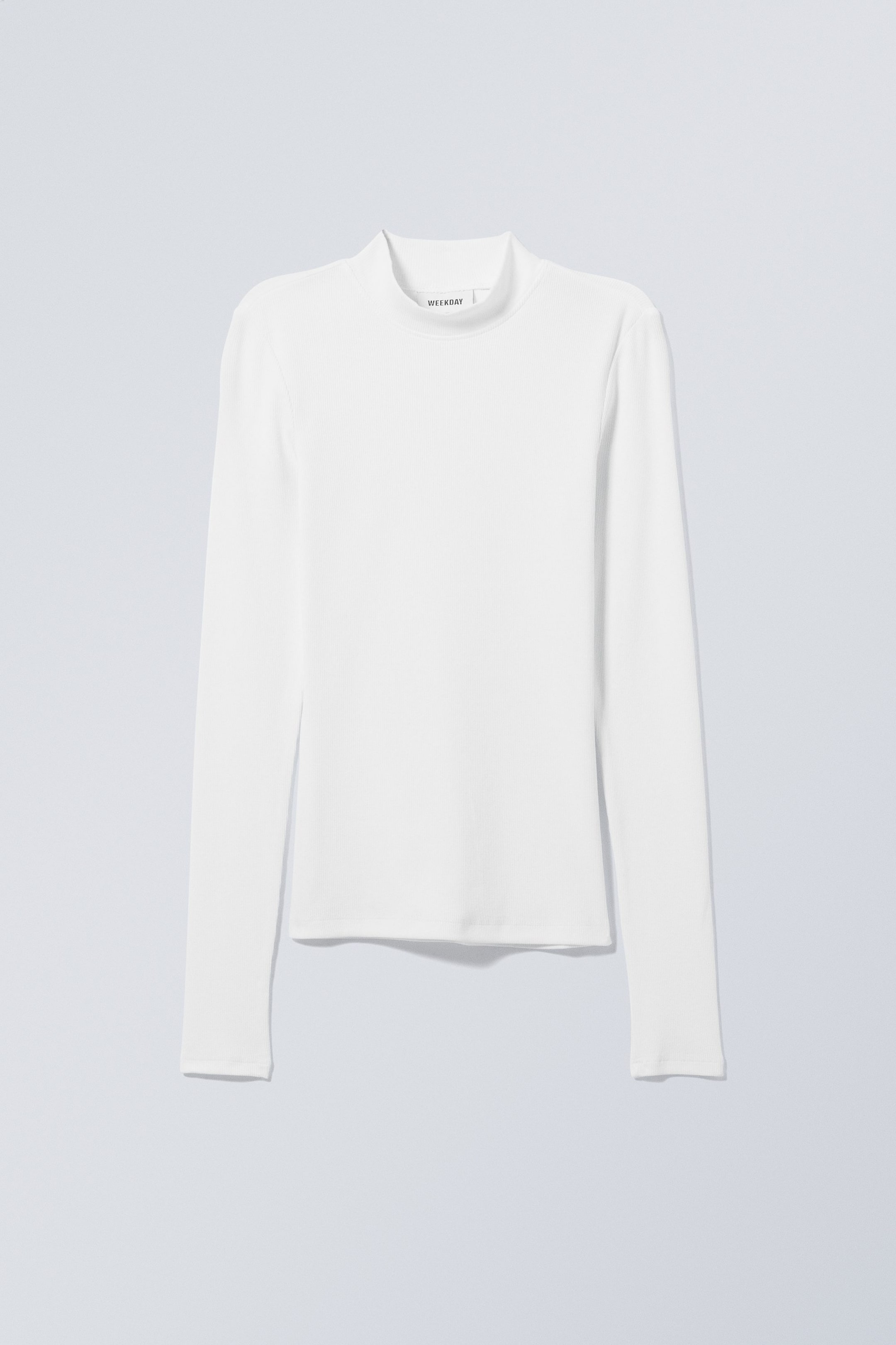 White - Close Fitted Mock Neck - 0