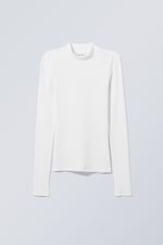 White - Close Fitted Mock Neck - 0