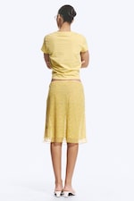 Lime Yellow - Floral - Double Layered Mesh Skirt - 2