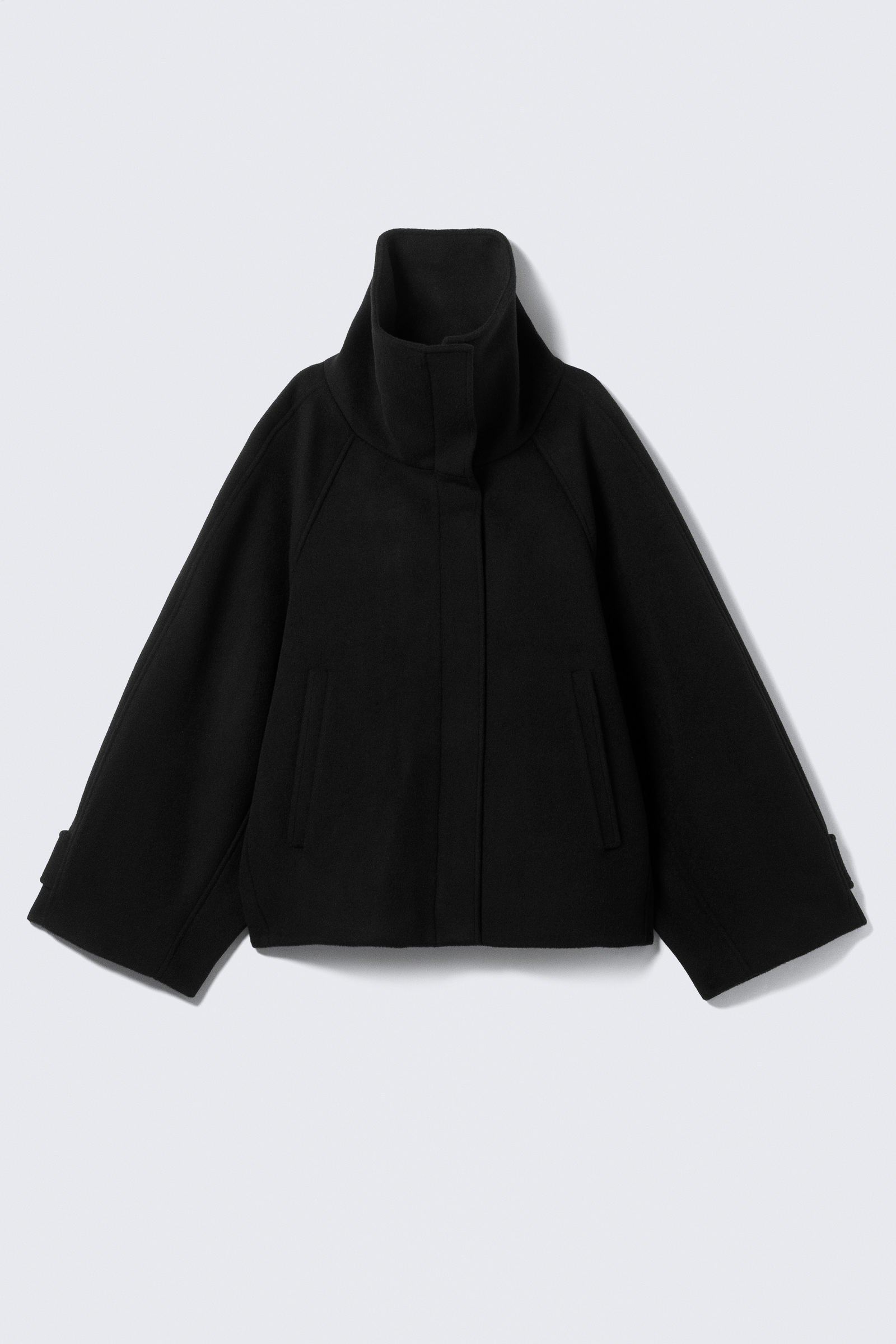 Loose Fit Wool Jacket with Raglan Sleeves