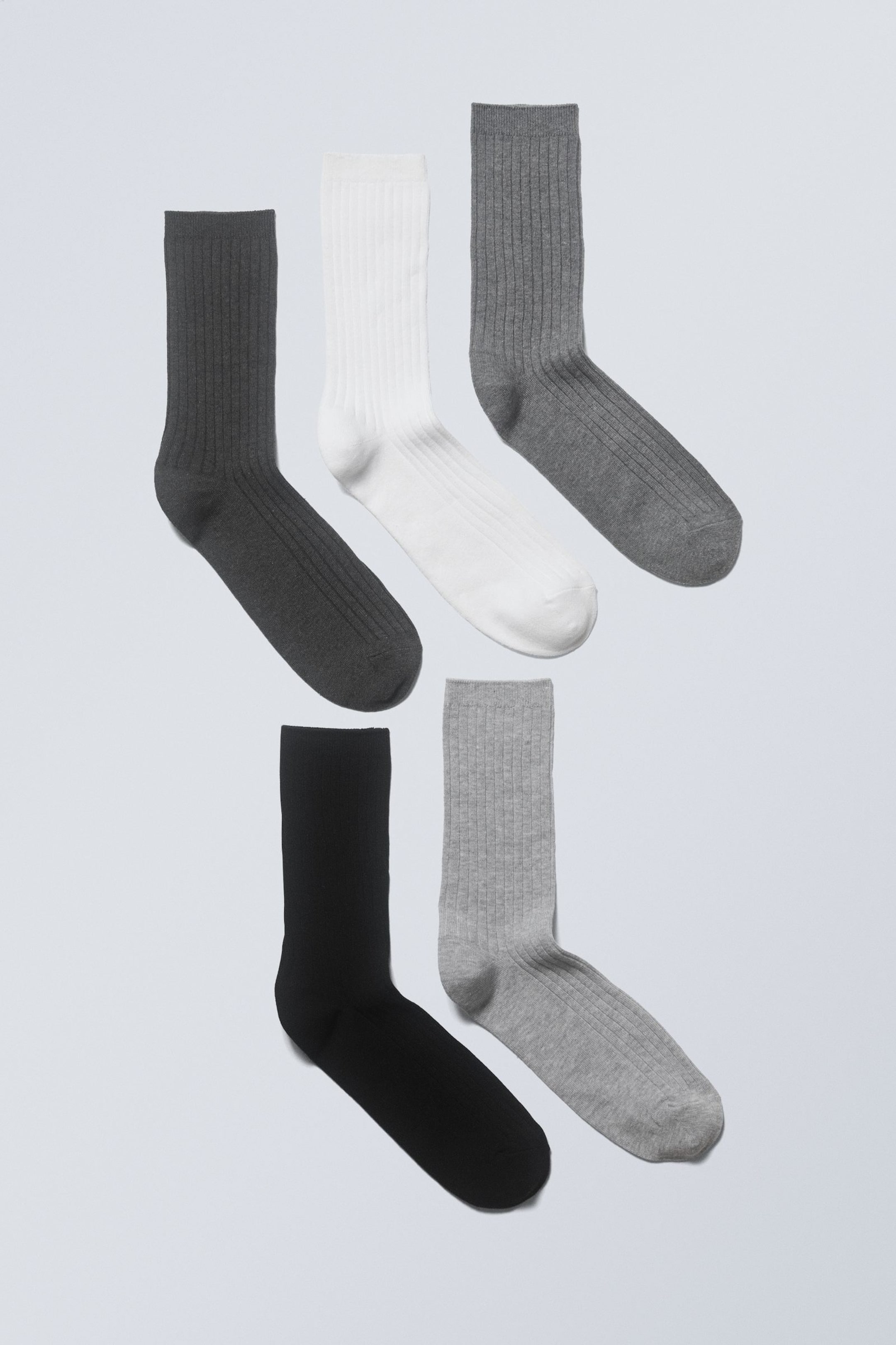Grey Mix - 5-pack Rib Socks - 0